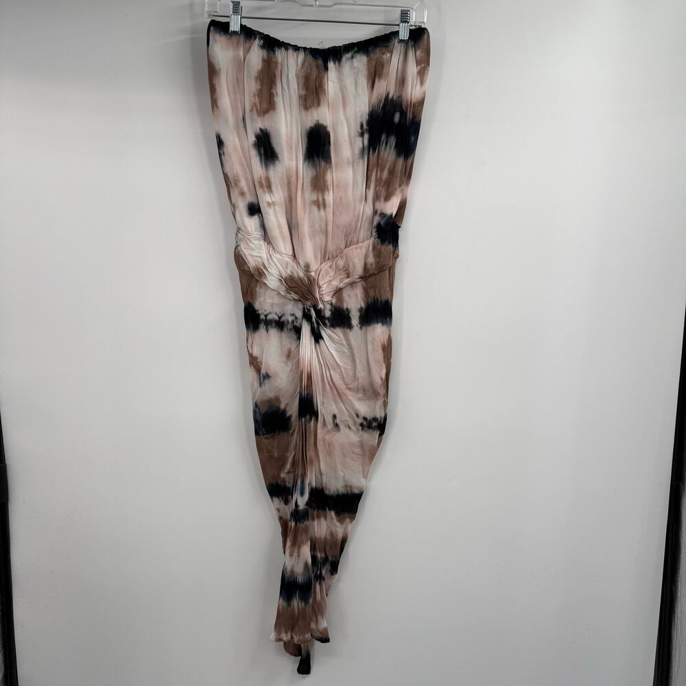 Young Fabulous & Broke Kauai Dress Womens XS Beige Brown Black Strapless Tie Dye